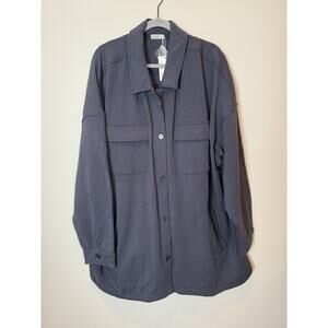 Barefoot Dreams Malibu Collection Brushed Luxe Lounge Jacket Indigo Blue 3X NWT